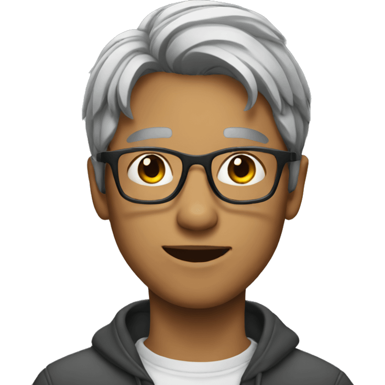 young man with glasses and grey hair emoji