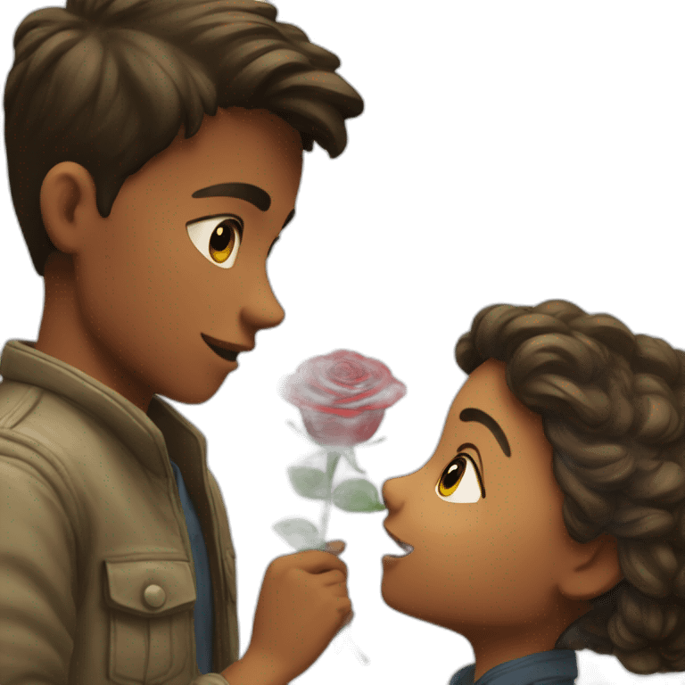 A boy giving a girl rose  emoji