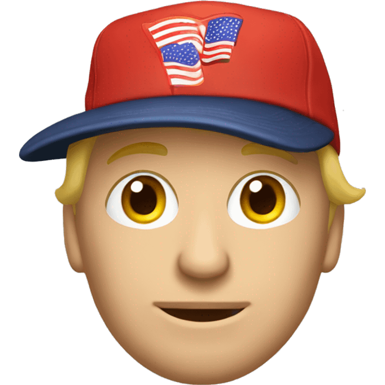 Caucasian man wearing Donald trump hat emoji