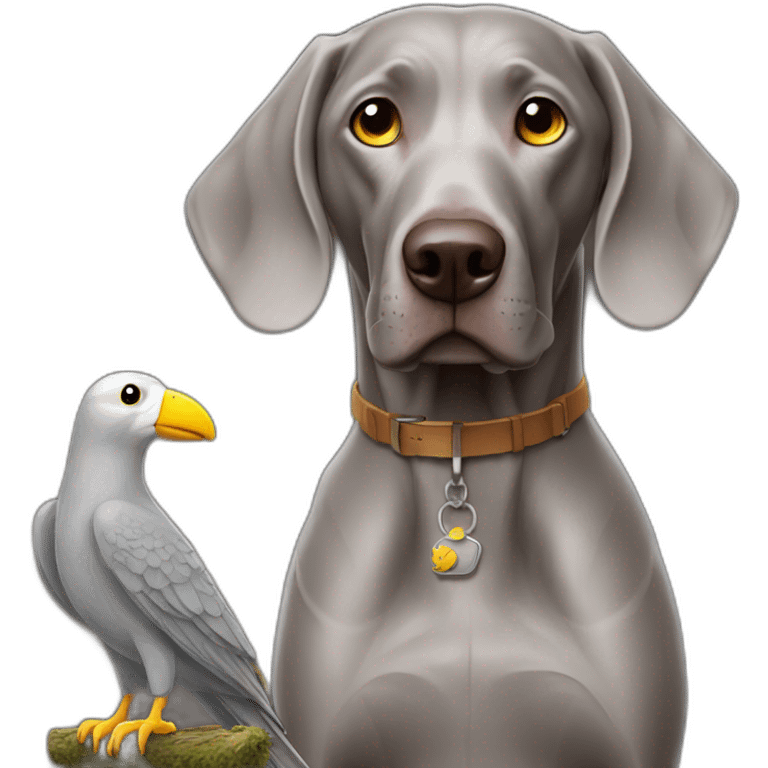 weimaraner with bird hunt emoji