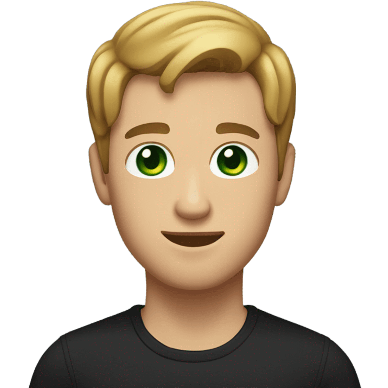 A man with green eyes and light brown hair holding a black cat emoji