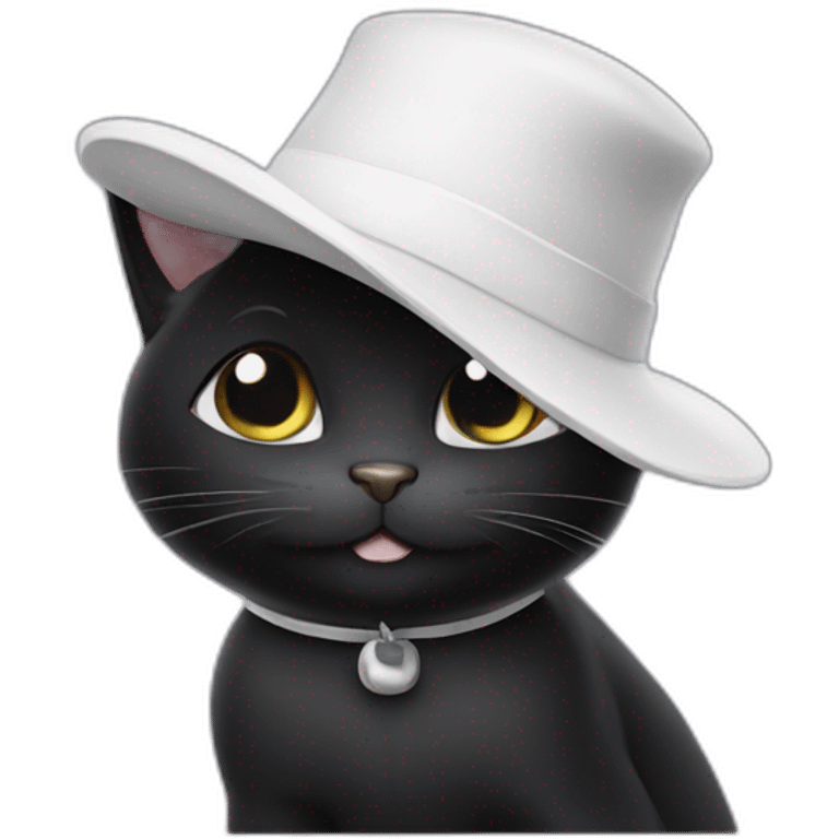 black cat in white hat showing ok emoji