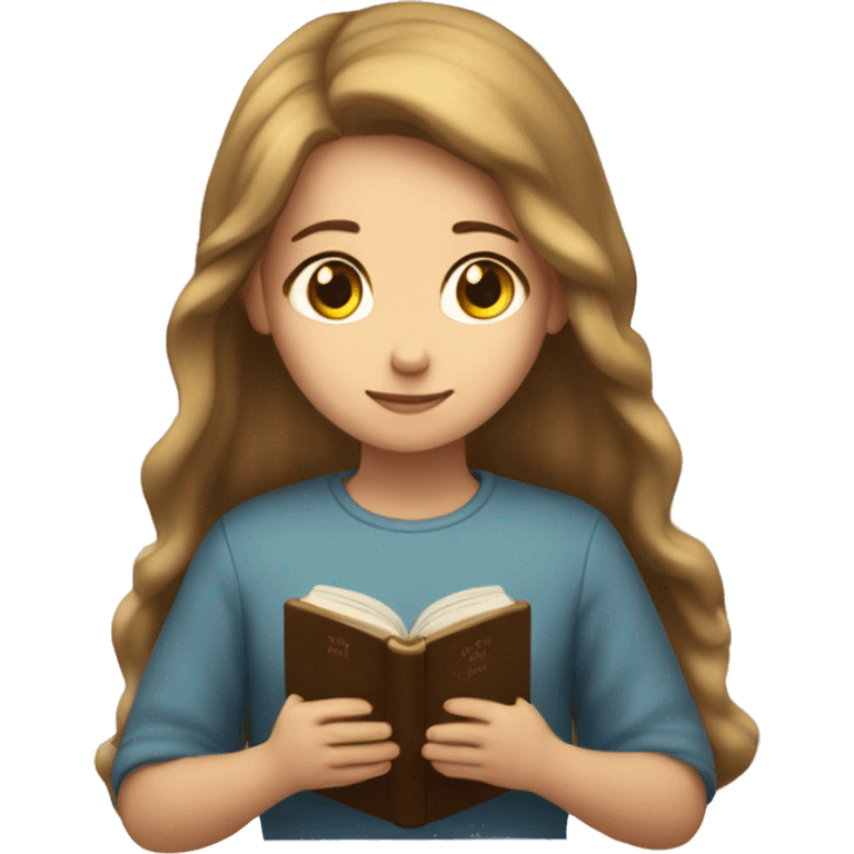 A girl with light brown hair with her Bible praying to God emoji