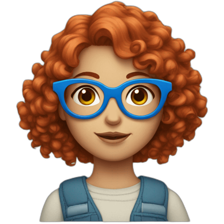 a girl with curly red hair and blue glasses with a cat in her arms emoji