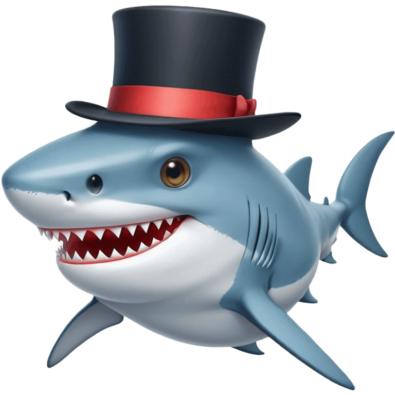 Shark with a top hat emoji