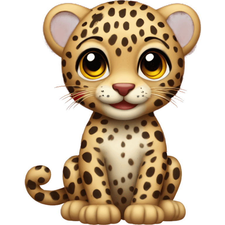 Baby leopard holding a red heart  emoji