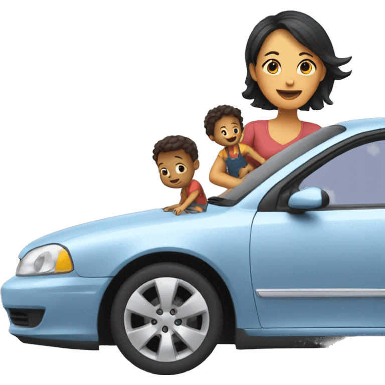 mom dropping son off in car emoji