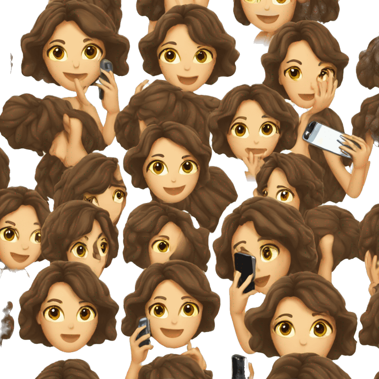 Brunette Woman talking on cell phone emoji