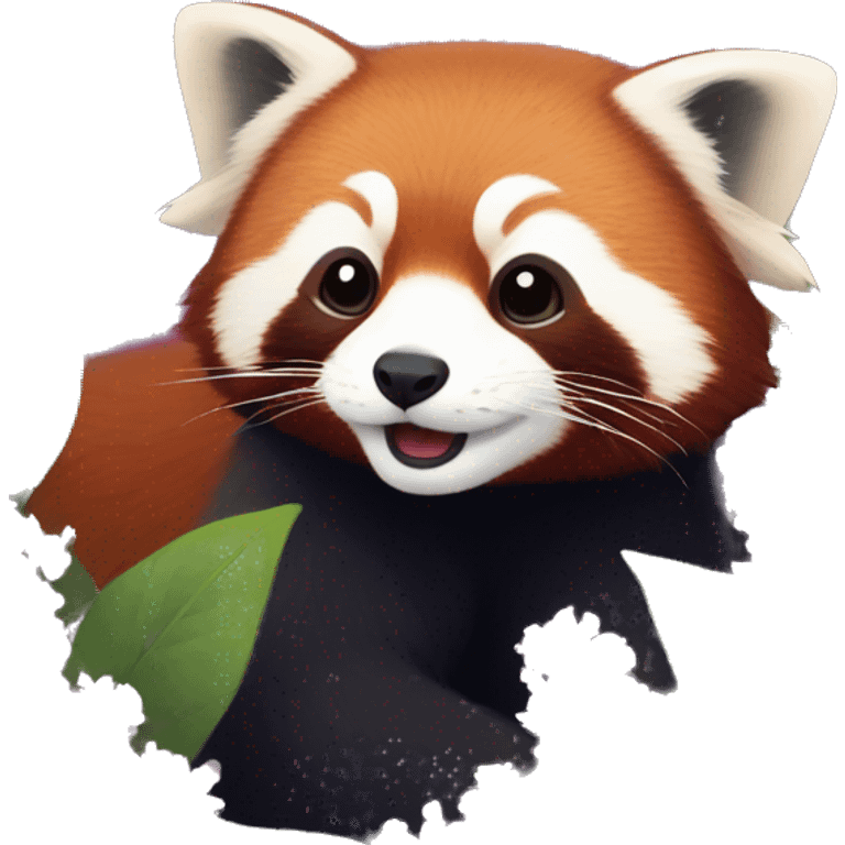 Red panda in a bundle of lilacs emoji