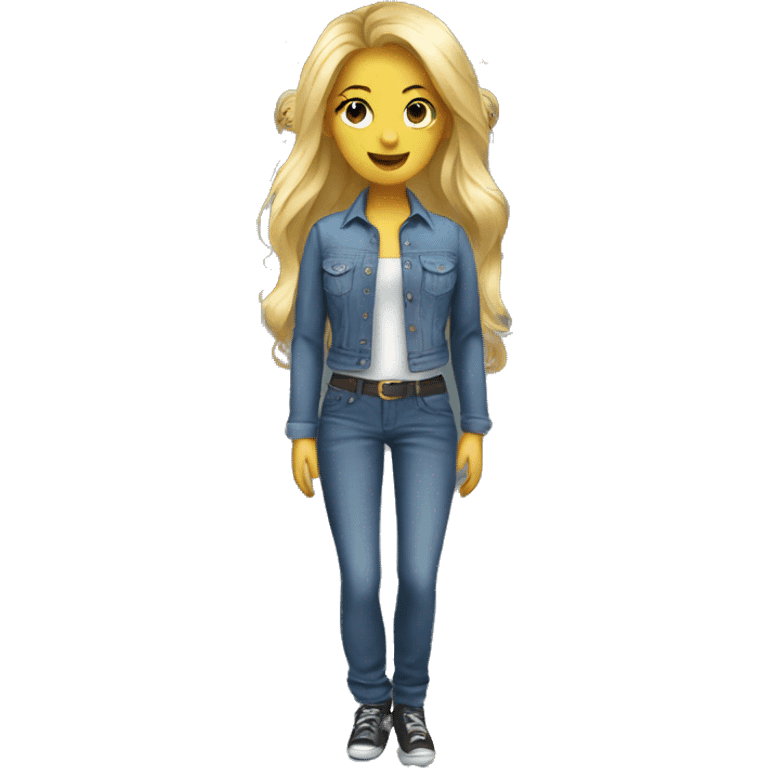 blonde girl in denim outfit emoji