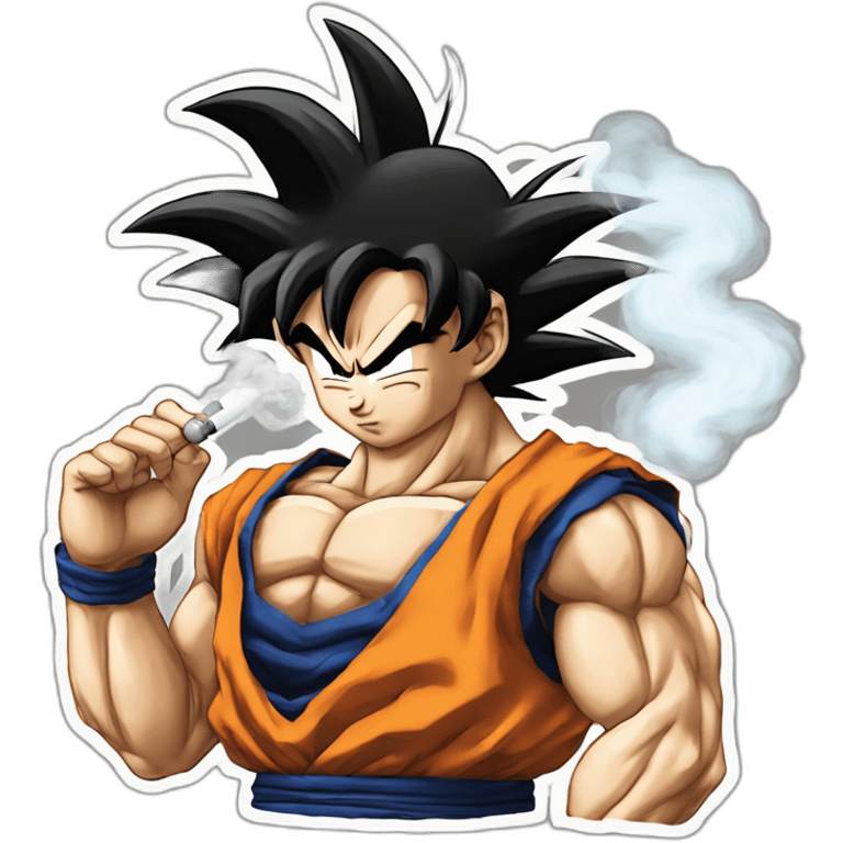 San Goku qui fume une cigare emoji