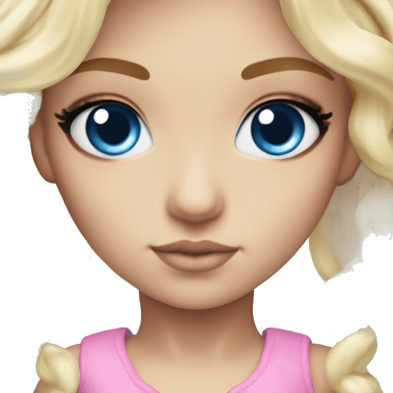 ocean blue doll eyes, blonde hair, feminine, pink, girl, angelic emoji