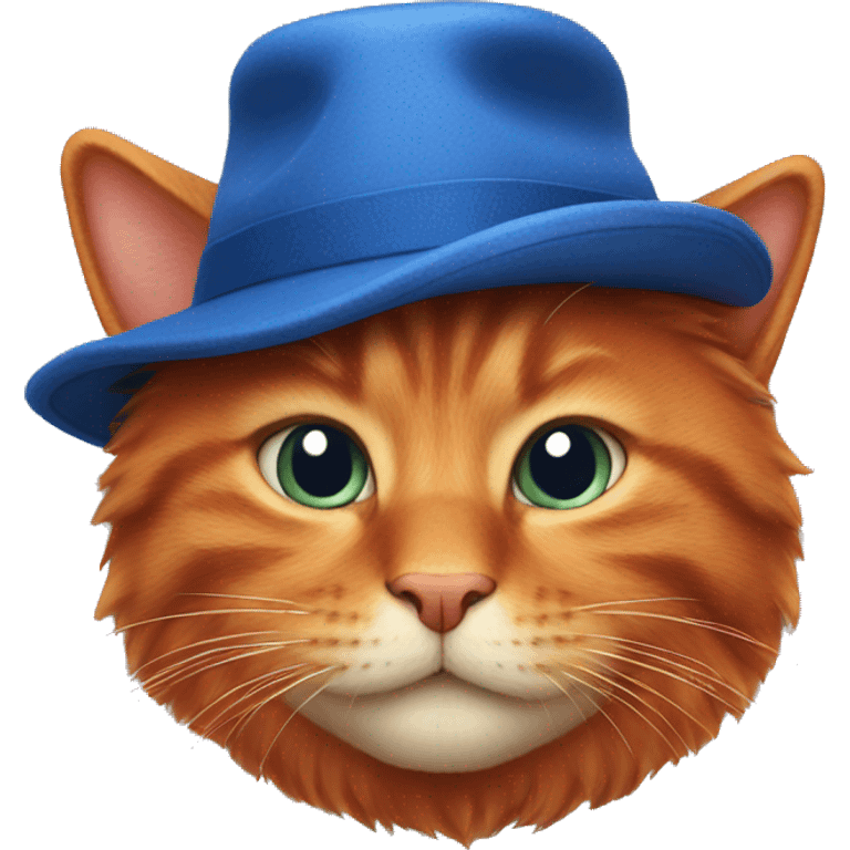 red cat wearing blue hat emoji