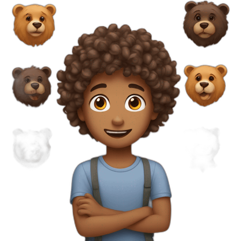 Curly boy with bears emoji