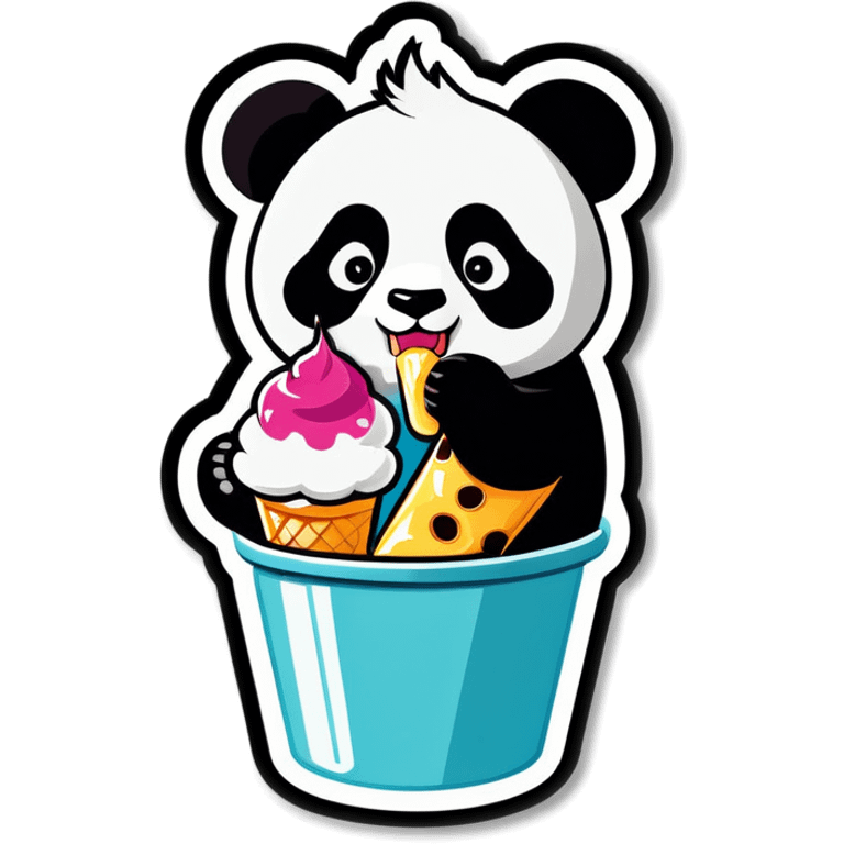 Panda eating ice cream emoji