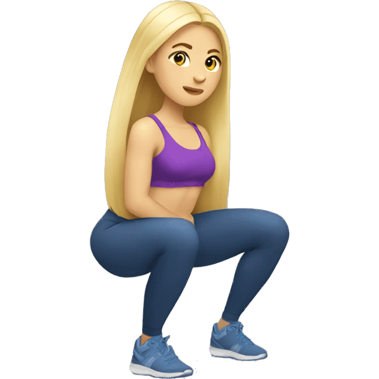 Ukrainian woman with long blond hair doing squats with only leg emoji