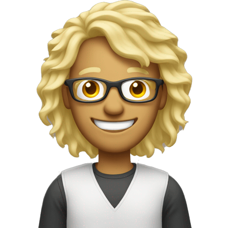 Man pulling hair out with wire glasses and blonde emoji