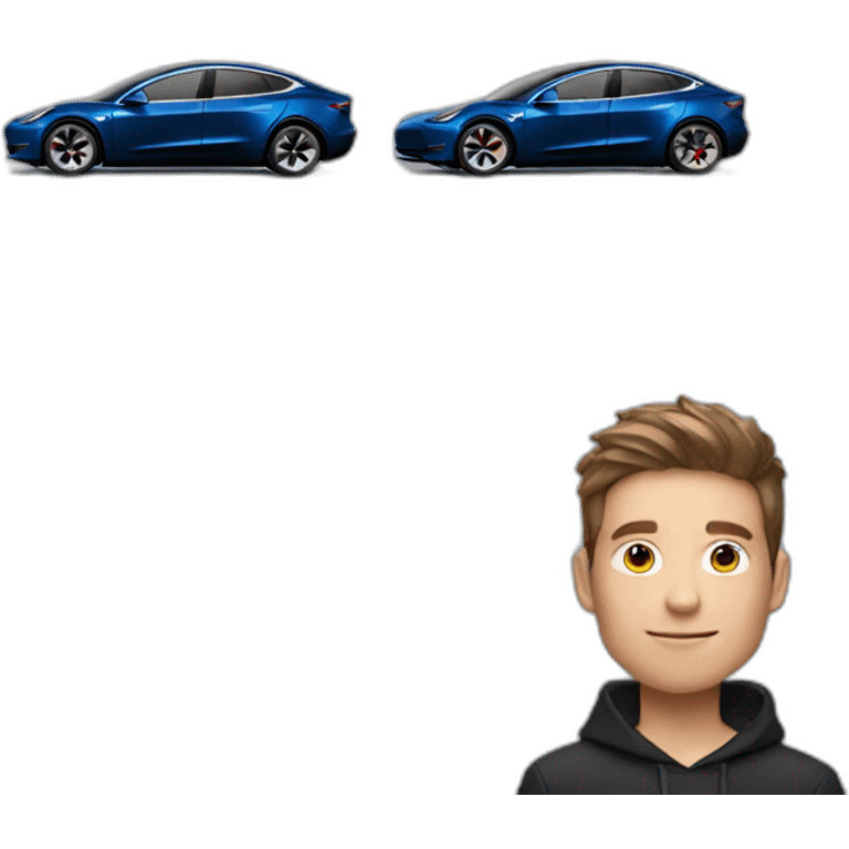 A young guy with Tesla Model Y emoji