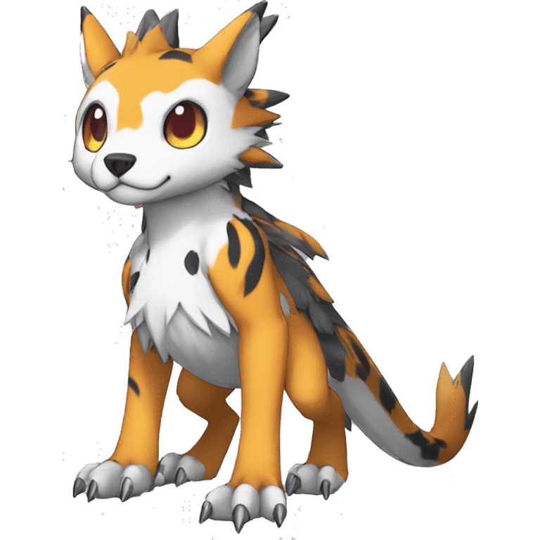 cute cool edgy Digimon-Fakemon-animal with markings full body emoji