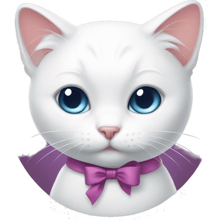 White cat with bow emoji