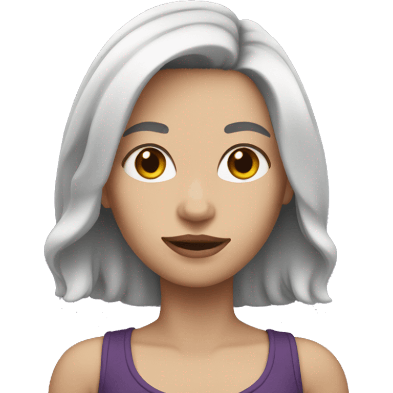 white woman with shoulder length dark purple hair emoji