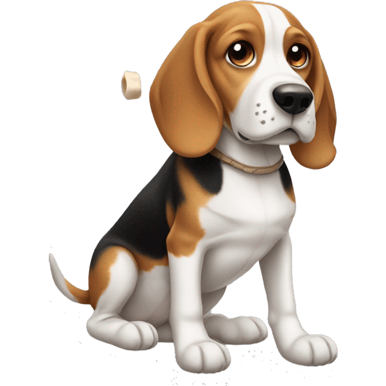 Beagle holding a bone  emoji