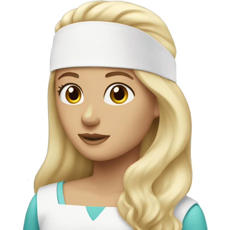 a long haired blond-haired women with a white medical head bandage emoji