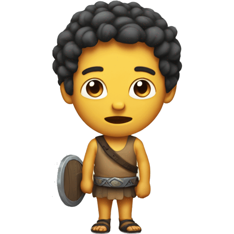 Tiny David with sling and head of giant goliath emoji