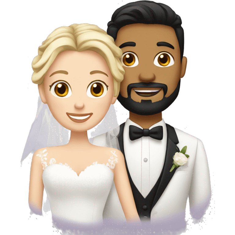 wedding couple. groom has goatee and black hair. bride has blonde hair emoji