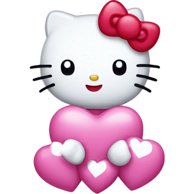 Hello kitty whit hearts around emoji