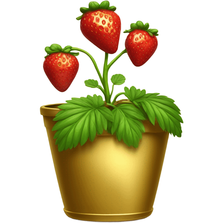 Strawberry plant in gold pot emoji