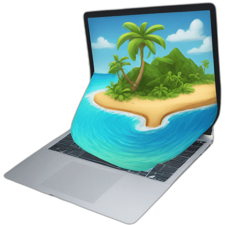 MacBook with Dynamic Island from iphone 14 emoji