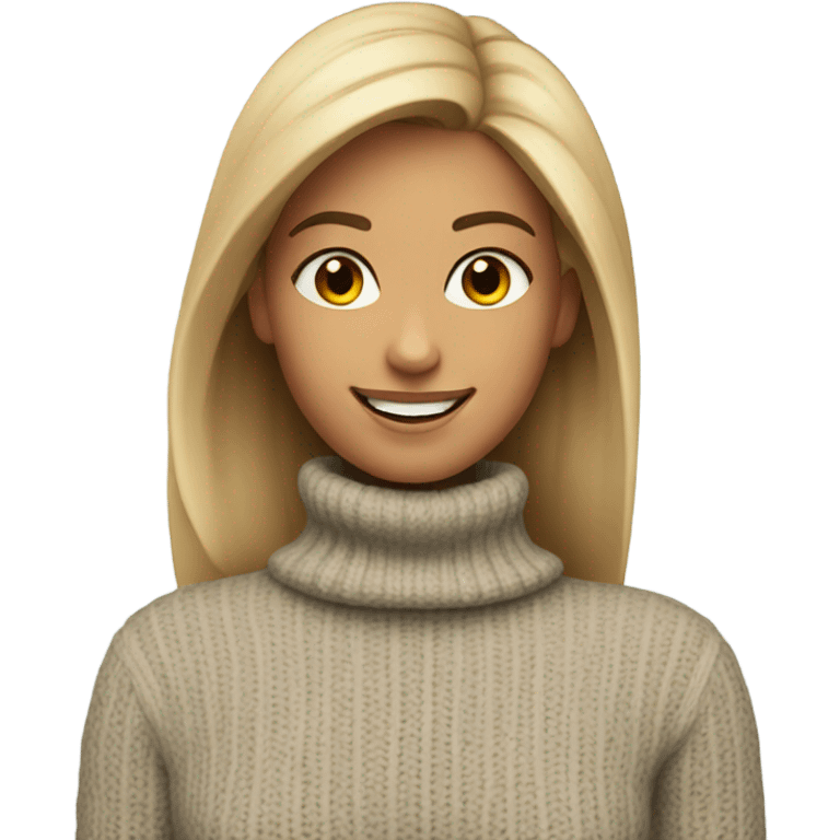 smiling girl in turtleneck sweater emoji