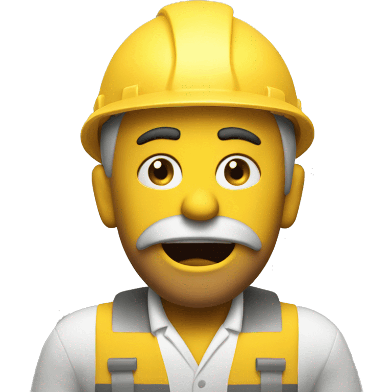 Yellow engineer with a furious face, and smoke coming out of his ears emoji