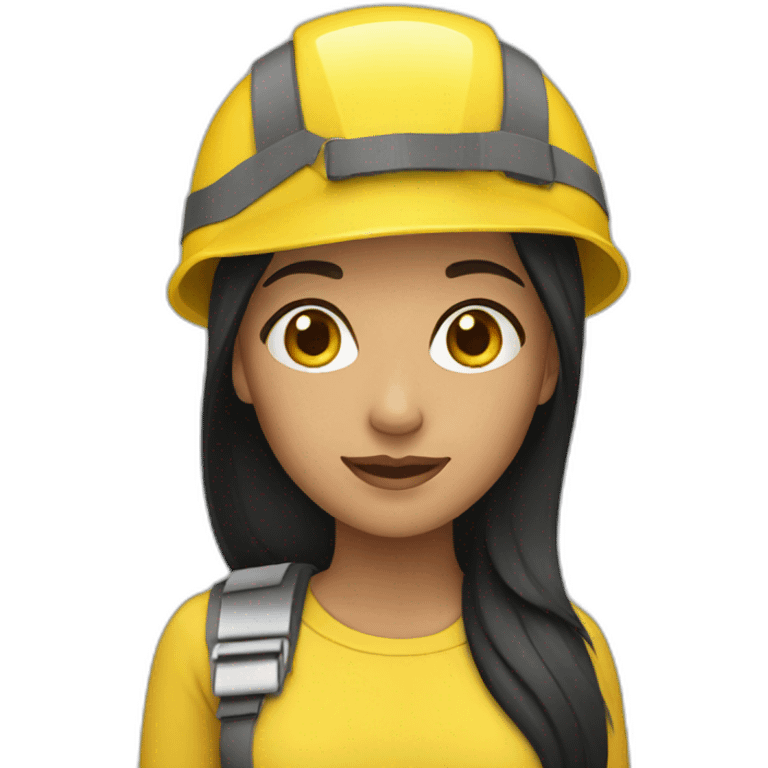 Woman with yellow helmet black hair emoji