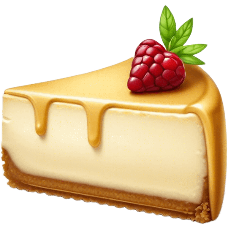 Cinematic Realistic Sernik Dessert Emoji, showcasing a rich, creamy cheesecake with a golden crust rendered with delicate textures and inviting, soft lighting. emoji