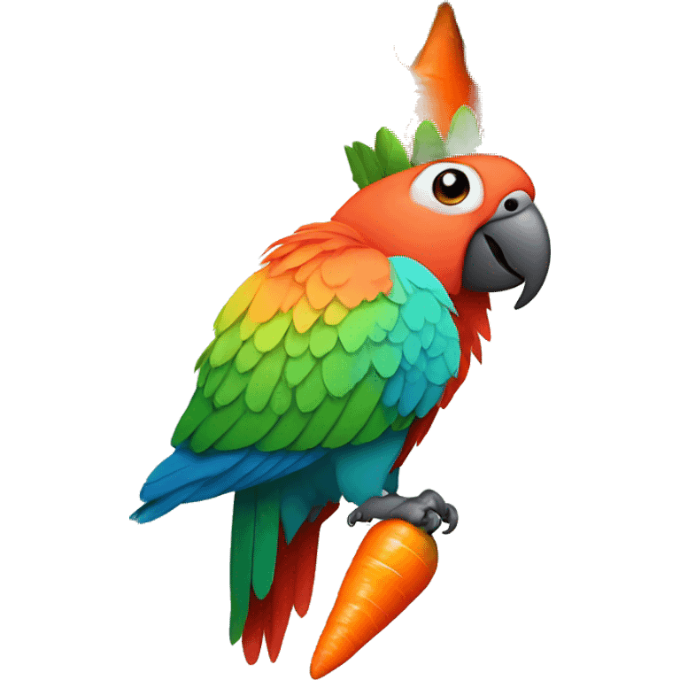 Parrot wearing a carrot hat emoji