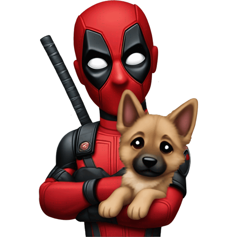 Deadpool holding German shepherd puppy emoji