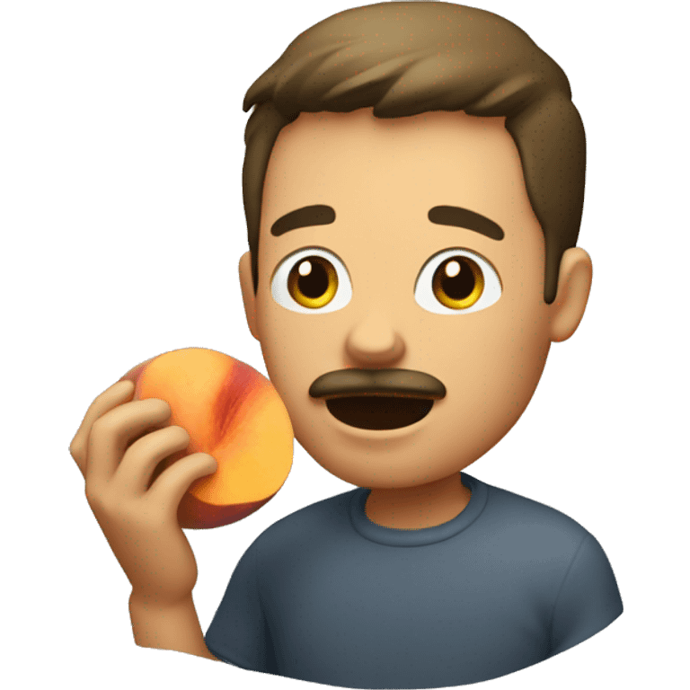 Man eating large peach emoji