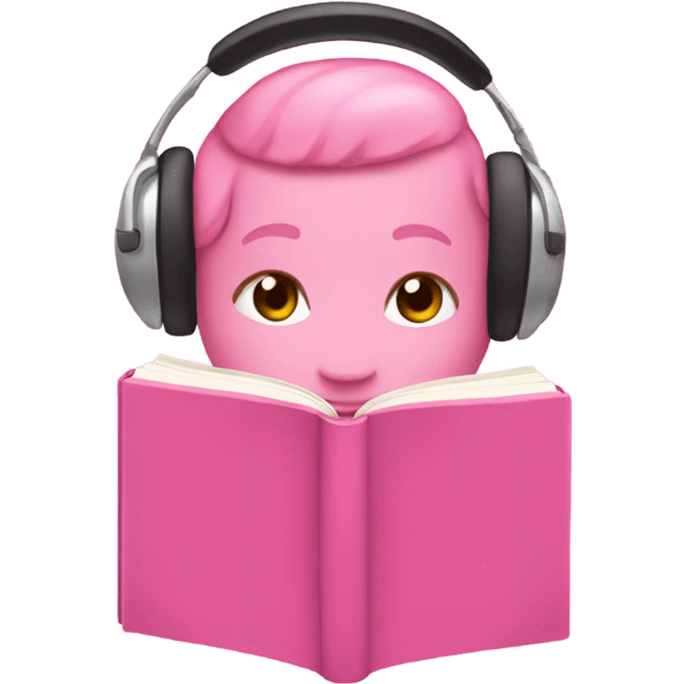 Pink Book with pink head phones and bow emoji