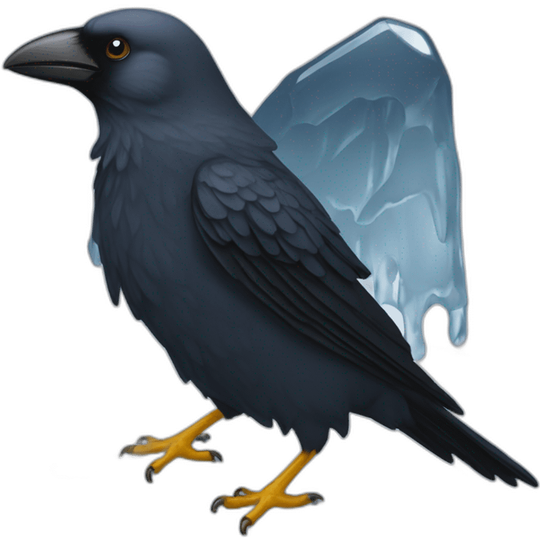 Corbeau noir qui boit de l'ICE tee emoji