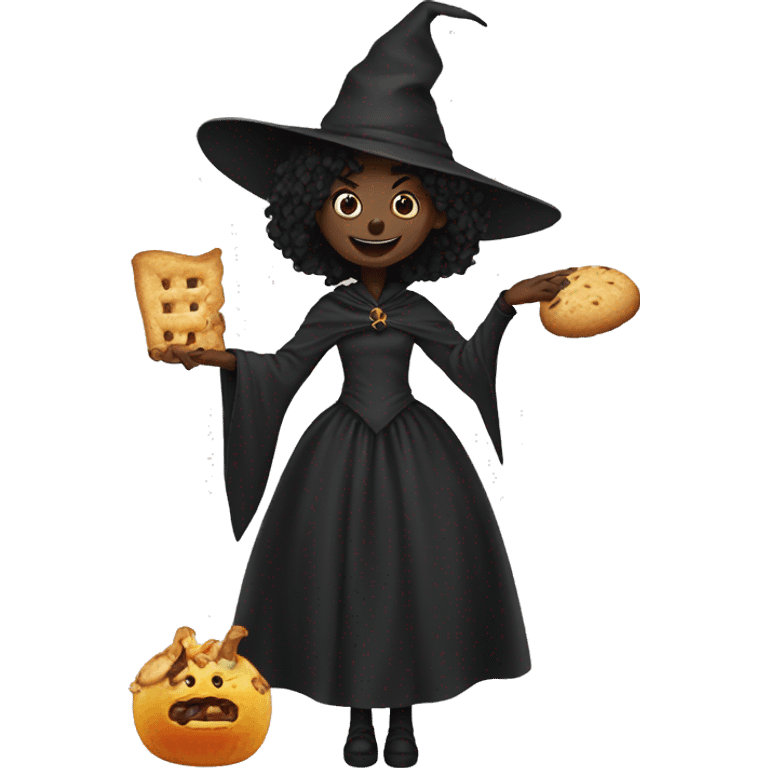 black witch with snack pet emoji