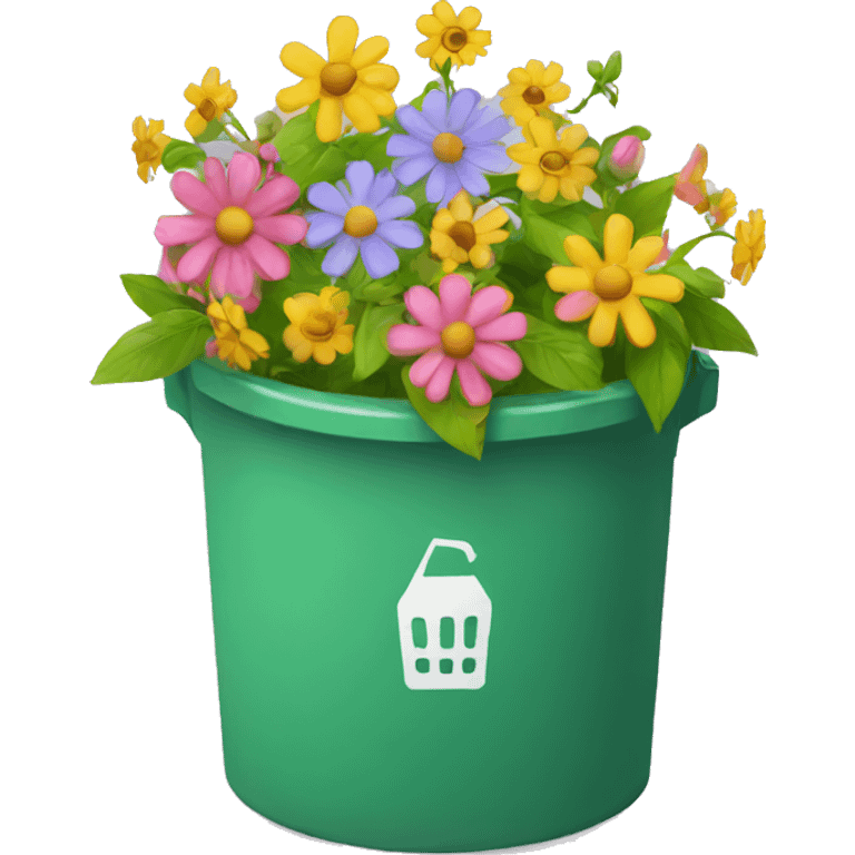 bin with flowers emoji