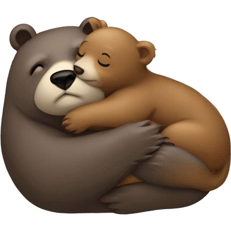 Bear cuddling an otter emoji