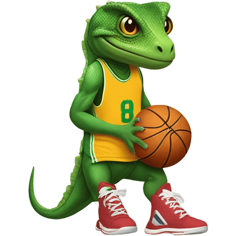 Lizard playing basketball emoji