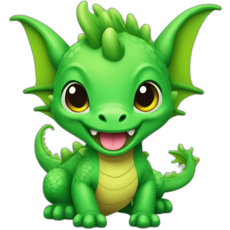 Cute green little dragon, showing his tongue emoji