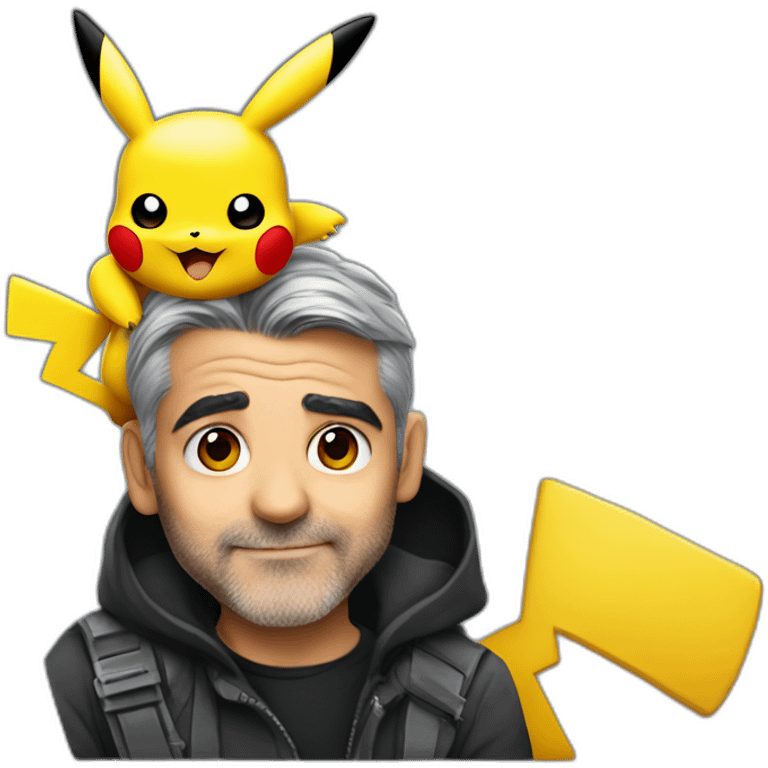 pikachu on George Clooney's shoulder emoji