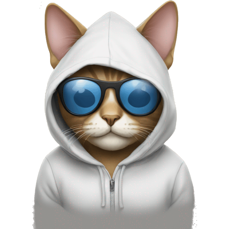 Cat with a hoodie and sun glasses  emoji