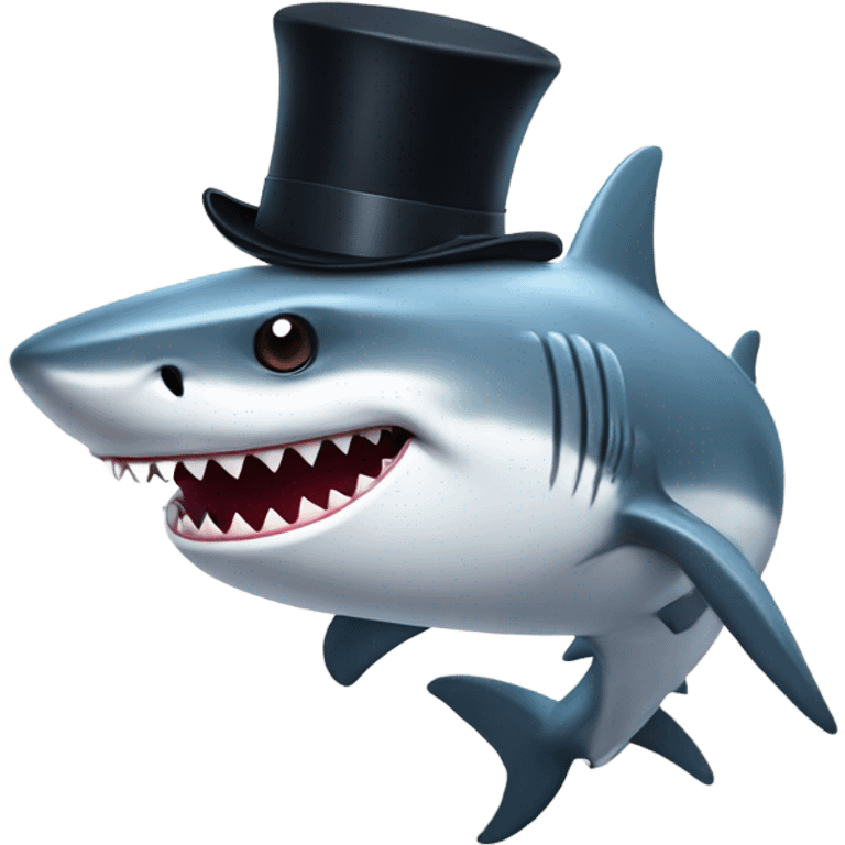 Shark with a top hat emoji