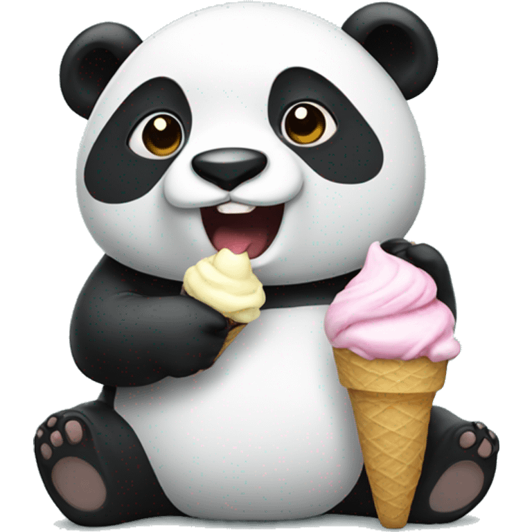 Panda eating ice cream emoji